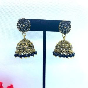 Black Rajasthani Jhumki (Earrings)